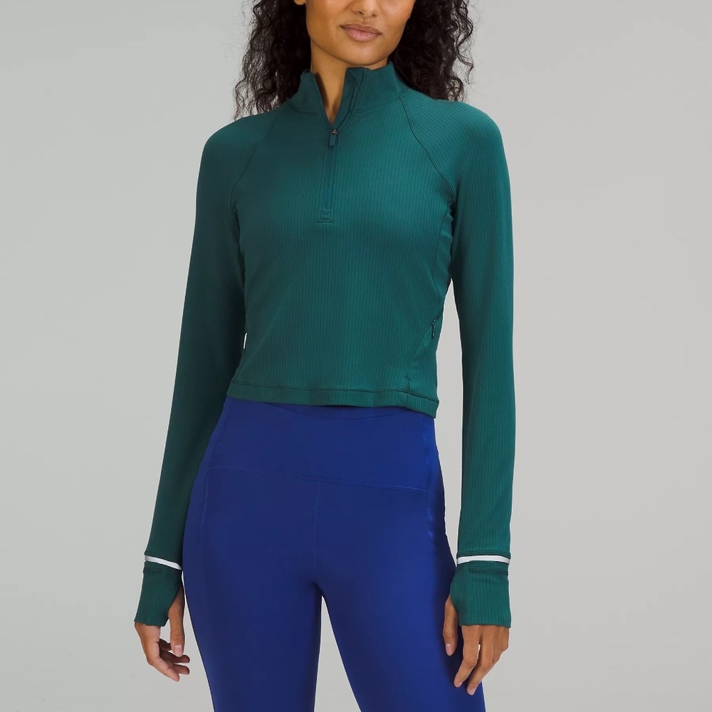 It's Rulu Run Cropped Half Zip  Ribbed